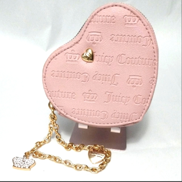 Juicy Couture Not Your Babe Heart Zip Around Coin Wallet With Gold Chain - Picture 1 of 2